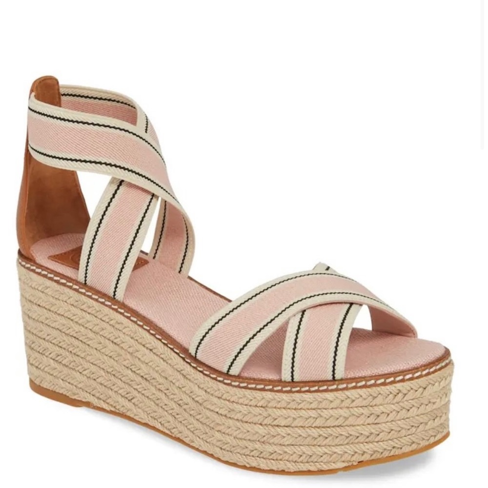 Tory Burch | Frieda Platform Espadrille Wedge, Pink - EUC